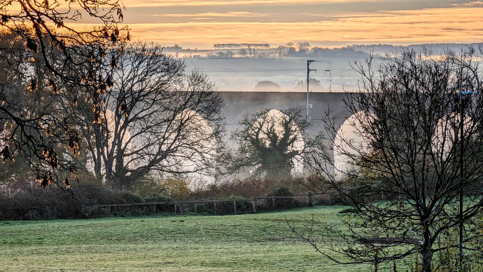 Jayne Guest, Viaduct Winterbourne Viaduct with sunrise