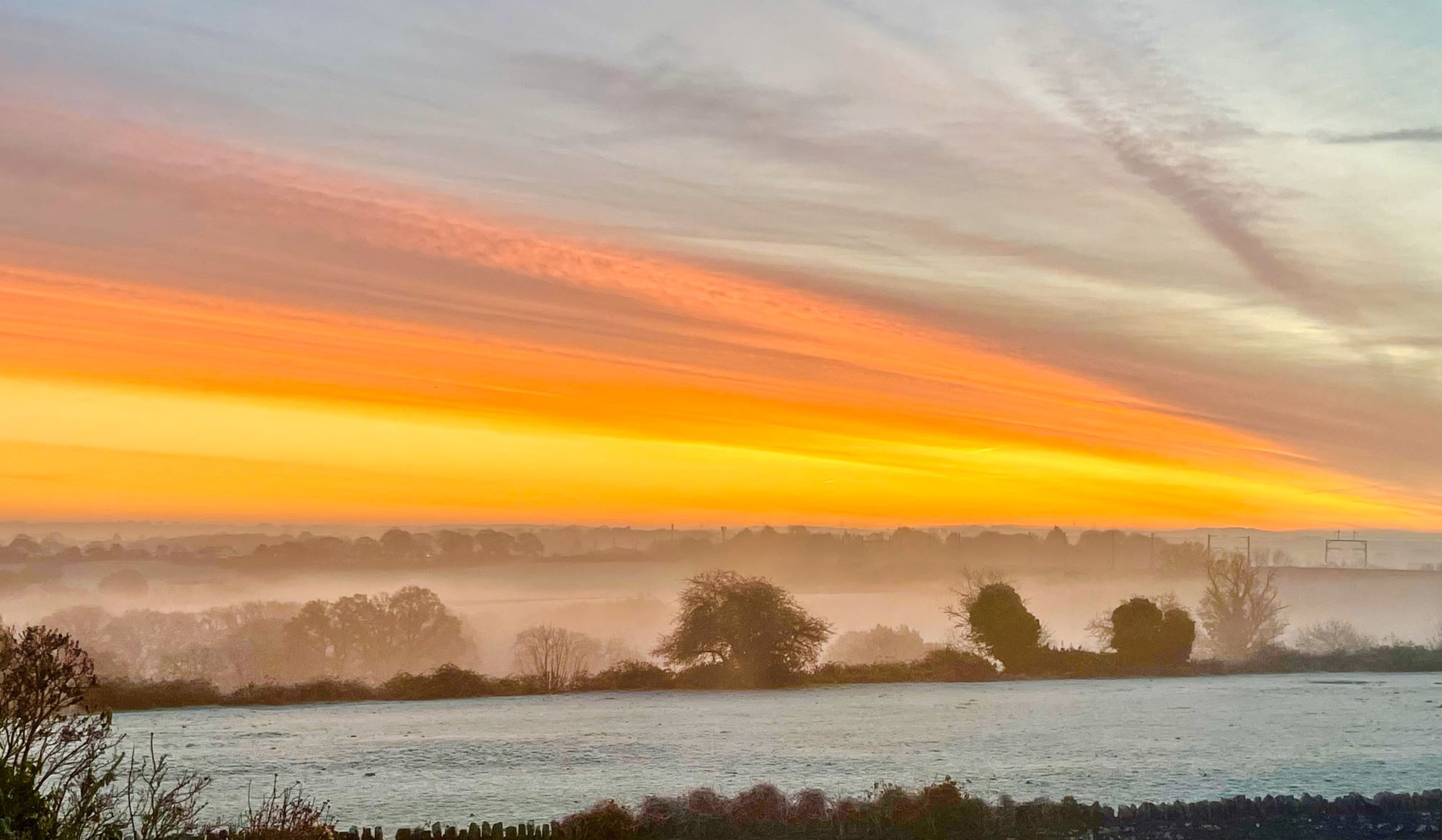 Stephanie Ward, Hicks Common Road Sunrise over winterbourne field